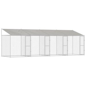 vidaXL &Scaron;uo narvas su stogu Sidabrinė 800 x 200 x 256 cm Plienas ir PE