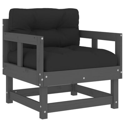 vidaXL Sodo kėdės su pagalvėlėmis, 2vnt., pilkos, pušies masyvas