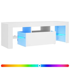 vidaXL Televizoriaus spintelė su LED ap&scaron;vietimu, balta, 120x35x40cm