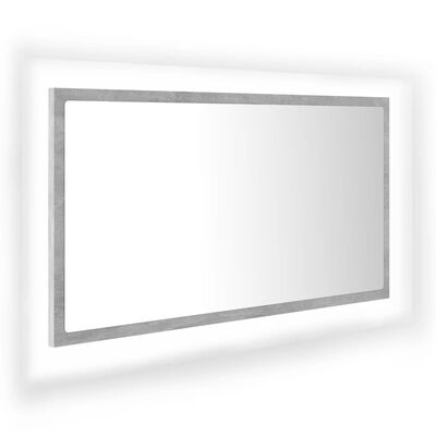 vidaXL Vonios kambario LED veidrodis, betono, 80x8,5x37cm, akrilas
