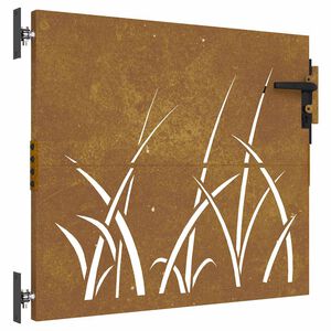 vidaXL Sodo vartai, 85x100 cm, Corten plienas, žolės ra&scaron;tas