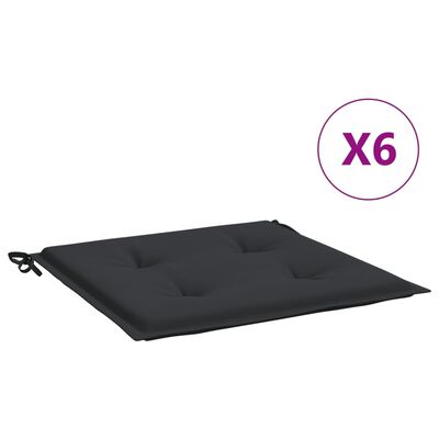 vidaXL Sodo kėdės pagalvėlės, 6vnt., juodos, 40x40x3cm, audinys