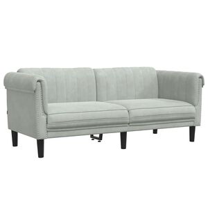 vidaXL Dvivietė sofa, &scaron;viesiai pilkos spalvos, aksomas