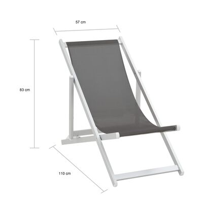 vidaXL Sulankst. paplūd. kėdės, 2vnt., pilkos sp., alium. ir tekstil.