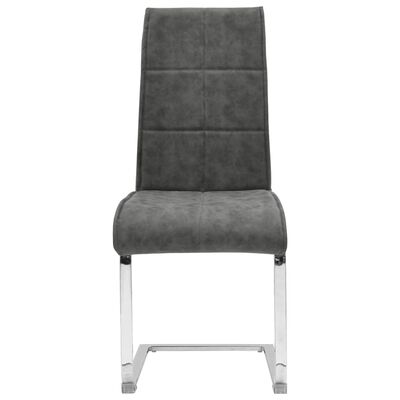 vidaXL Gembinės valgomojo kėdės, 4vnt., pilkos spalvos, dirbtinė oda