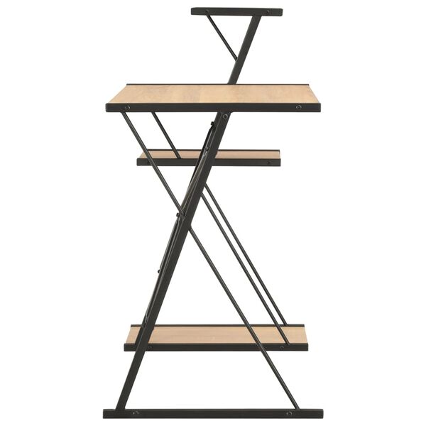vidaXL Rašomasis stalas su lentyna, juodas ir ąžuolo, 116x50x93cm