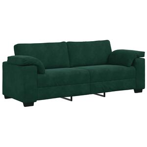 vidaXL Trivietė sofa, tamsiai žalia, 220x77x82 cm, aksomas