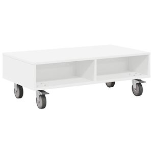 vidaXL Staliukas su ratais Balta 90 x 50 x 30 cm Apdirbta mediena