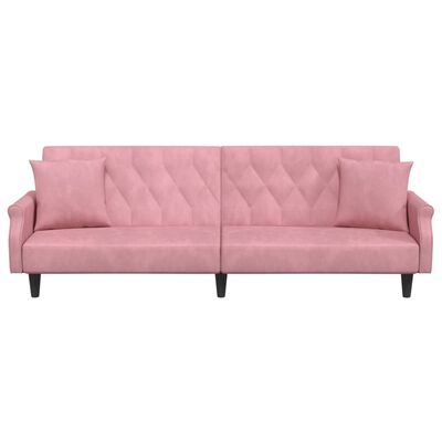 vidaXL Sofa-lova su porankiais, rožinės spalvos, aksomas