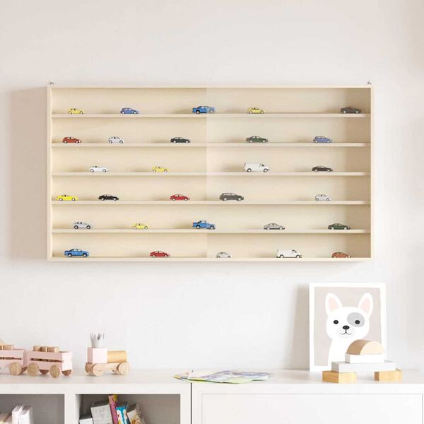 vidaXL Sieninis vitrina su lentyna Smėlio 100 x 8,5 x 54 cm fanera