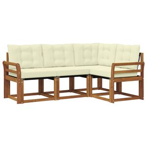 vidaXL Lauko sofos komplektas su pagalve 4 pcs Natūralus ir grietinėlė