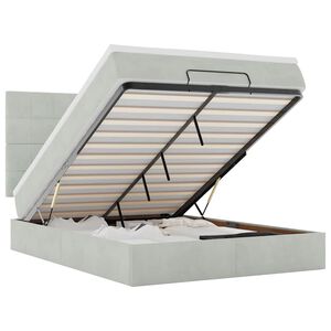 vidaXL Osmanų lova su čiužiniais ir LED &scaron;viesiai pilka Velvet