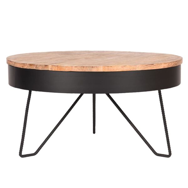 LABEL51 Kavos staliukas Saran, medienos/juodos spalvos, 80x80x43cm