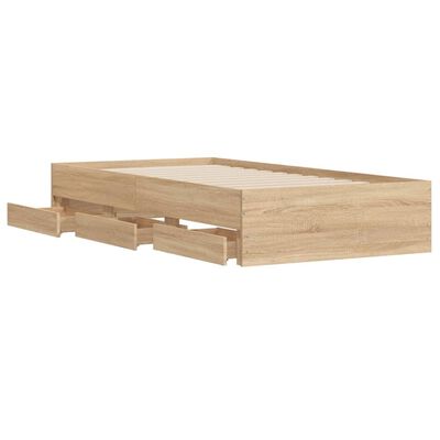 vidaXL Lovos rėmas su stalčiais, ąžuolo, 75x190cm, apdirbta mediena