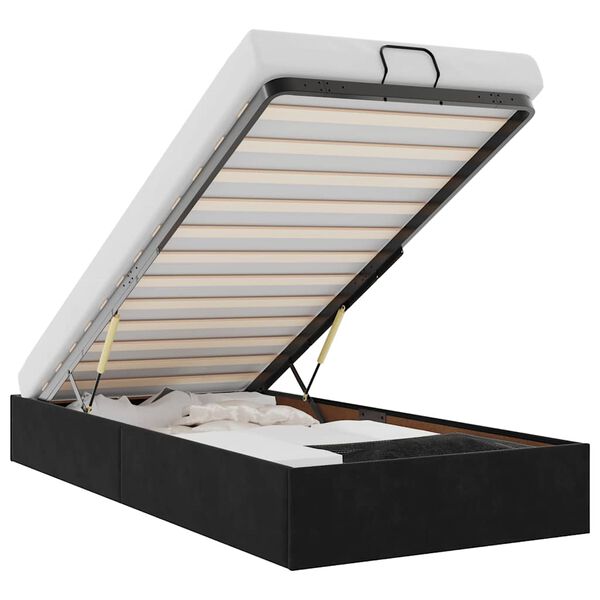 vidaXL Osmanų lovos rėmas be čiužinio, juodas, 80x200 cm, aksomas