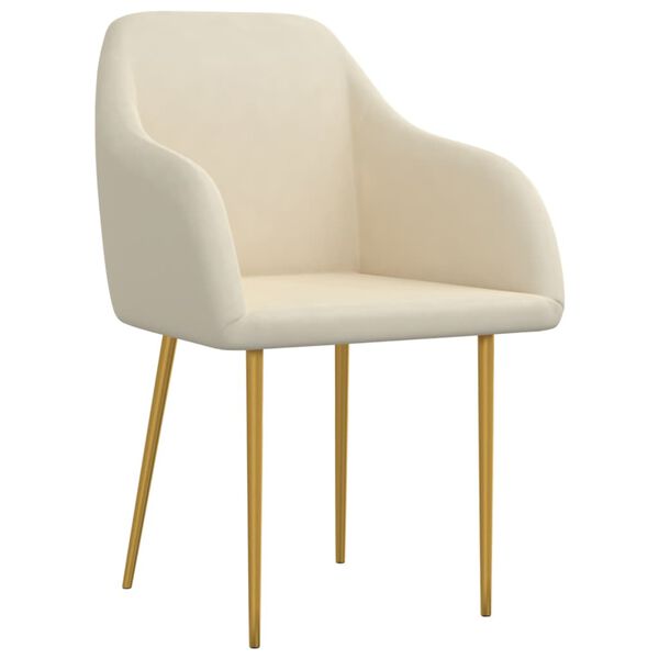 vidaXL Valgomojo kėdės, 2vnt., kreminės spalvos, aksomas