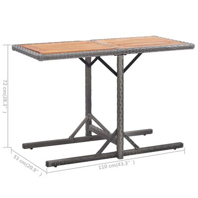 vidaXL Sodo stalas, antracito spalvos, poliratanas ir akacijos masyvas