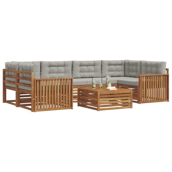 vidaXL Lauko sofos komplektas 7 pcs Natūrali ir &scaron;viesiai pilka