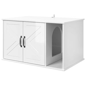 vidaXL Katės namelis Blizgus baltas 85 x 55 x 50,5 cm Apdirbta mediena