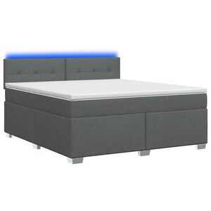 vidaXL Lova su čiužiniu ir LED ap&scaron;vietimu Tamsiai pilka 140 x 200 cm