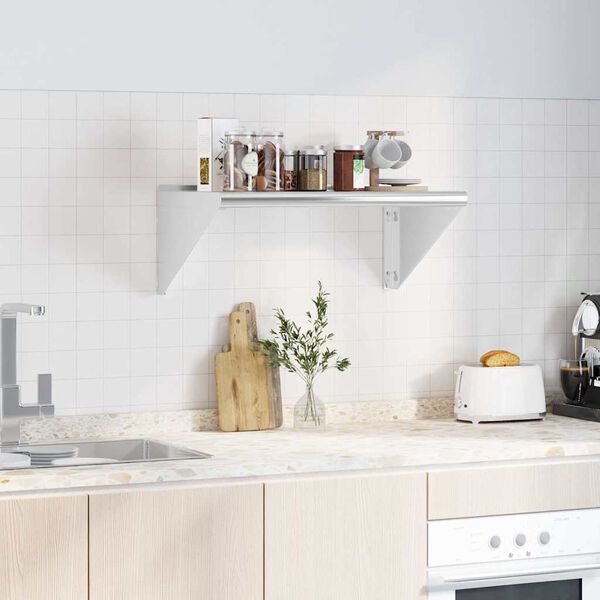 vidaXL Sieninė lentyna, sidabrinė, 75x45x31cm, nerūdijantis plienas