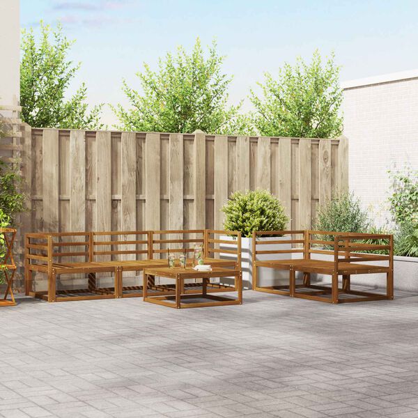 vidaXL Lauko sofos komplektas su pagalve 6 pcs Natūralus ir grietinėlė