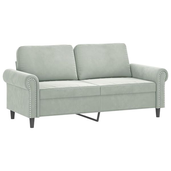 vidaXL Dvivietė sofa su pagalvėlėmis, šviesiai pilka, 140cm, aksomas