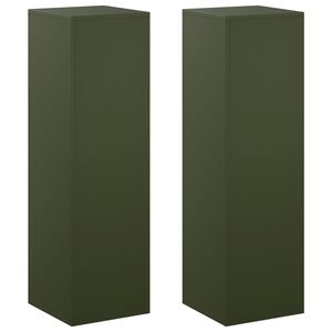 vidaXL Augalų stovas 2 pcs Alyvuogių žalia 30 x 30 x 100 cm Plienas