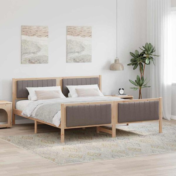 vidaXL Lovos rėmas Ruda ir taupe 180 x 200 cm Pu&scaron;ies masyvas