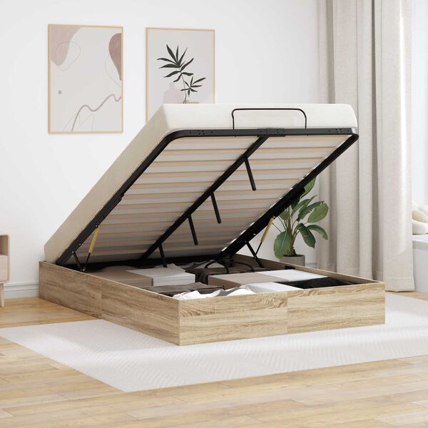 vidaXL Otomano lovos rėmas Sonoma ąžuolas 203 x 120 x 25 cm