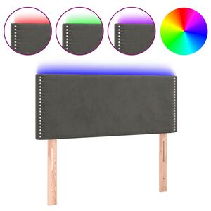 vidaXL Galvūgalis su LED, tamsiai pilkas, 90x5x78/88cm,aksomas