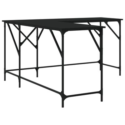 vidaXL Rašomasis stalas, juodas, 149x149x75cm, apdirbta mediena