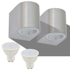 vidaXL Lauko LED sienin. &scaron;viestuvai, 2 vnt., apvalūs, &scaron;viesa į apačią