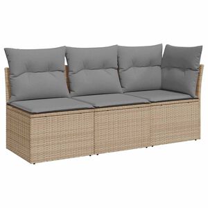 vidaXL Trivietė sodo sofa su pagalvėlėmis, smėlio spalvos, poliratanas
