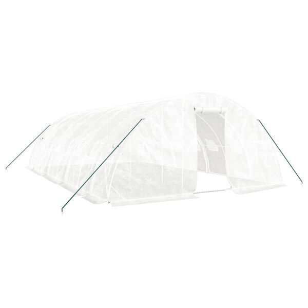 vidaXL &Scaron;iltnamis su plieno rėmu, baltos spalvos, 8x5x2,3m, 40m&sup2;