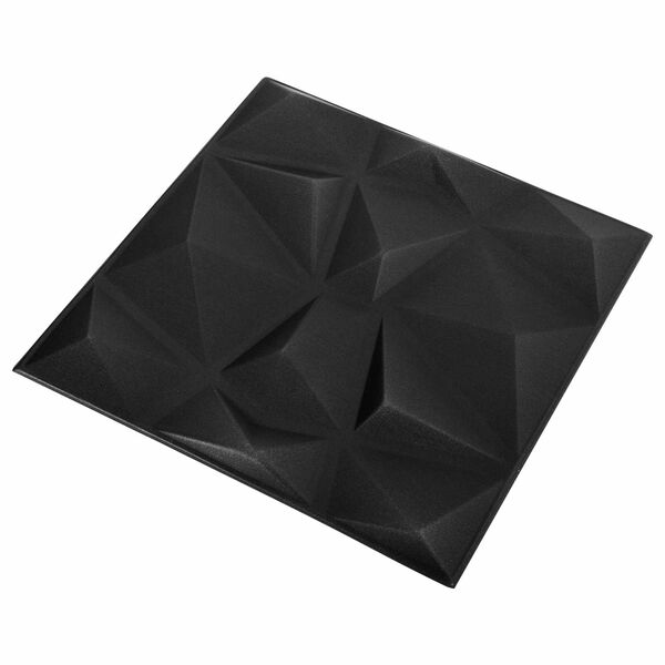 vidaXL Sienų plok&scaron;tės 12 pcs Origami Juodas 50 x 50 cm XPS Putplastis