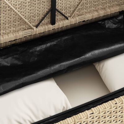 vidaXL Sodo suoliukas su pagalvėlėmis, smėlio spalvos, poliratanas