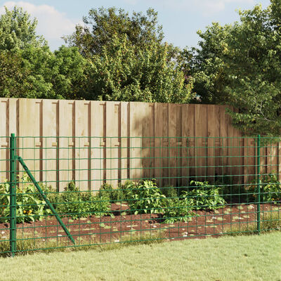 vidaXL Vielinė tinklinė tvora su flanšais, žalios spalvos, 1x25 m