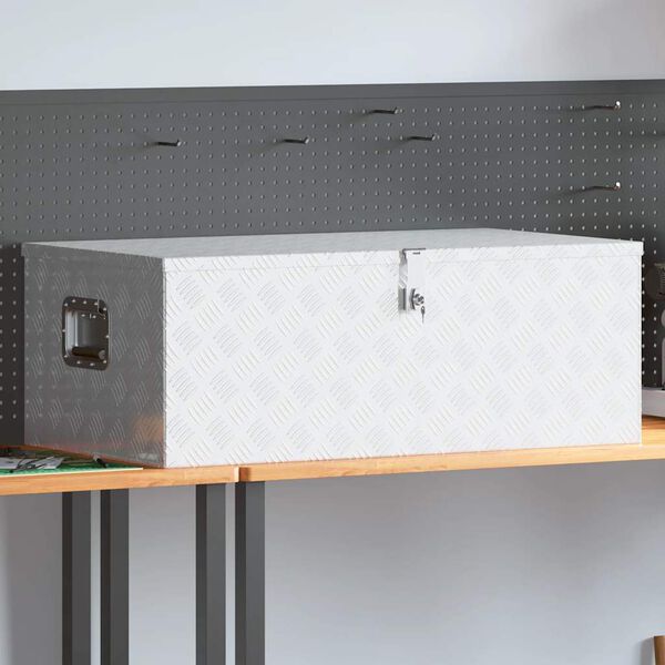 vidaXL Daiktadėžė, sidabrinės spalvos, 100x55x37cm, aliuminis