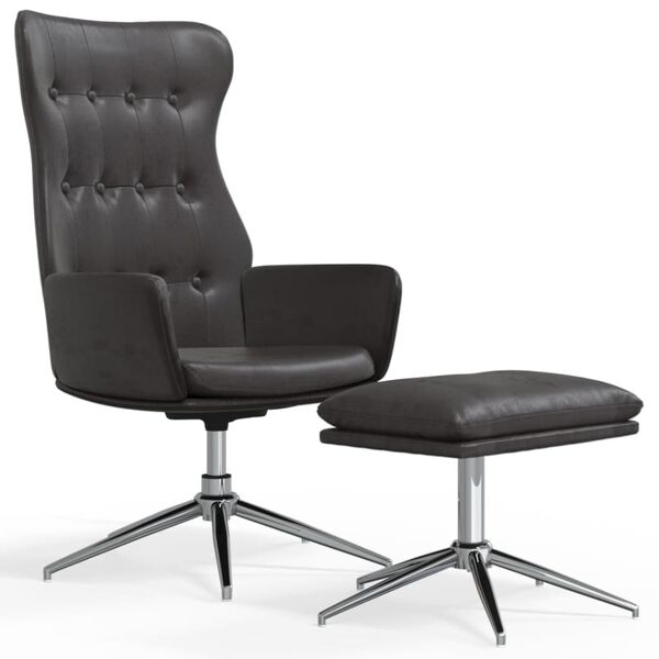 vidaXL Poilsio kėdė su pakoja, juodos spalvos, dirbtinė oda, blizgi