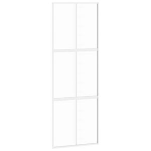 vidaXL Stumdomos durys, baltos, 76x205cm, grūdintas stiklas/aliuminis