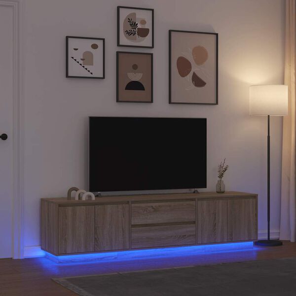 vidaXL TV spintelė su LED lemputėmis, ąžuolo spalvos, 193,5x41x50 cm