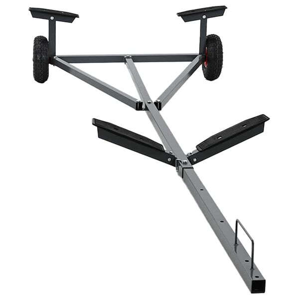 vidaXL Valties priekaba Sidabro 302 x 107 x 42 cm Plienas