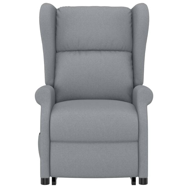 vidaXL Atsistojantis krėslas, &scaron;viesiai pilkos spalvos, audinys