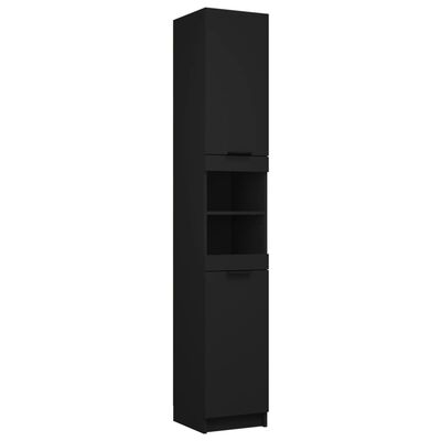 vidaXL Vonios kambario spintelė, juoda, 32x34x188,5cm, mediena