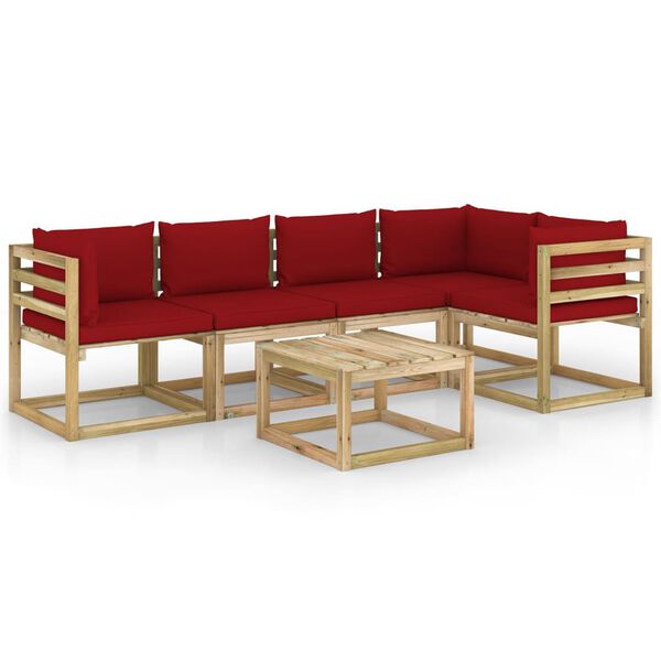 vidaXL Sodo komplektas su pagalvėlėmis, 6 dalių, impregnuota pu&scaron;is