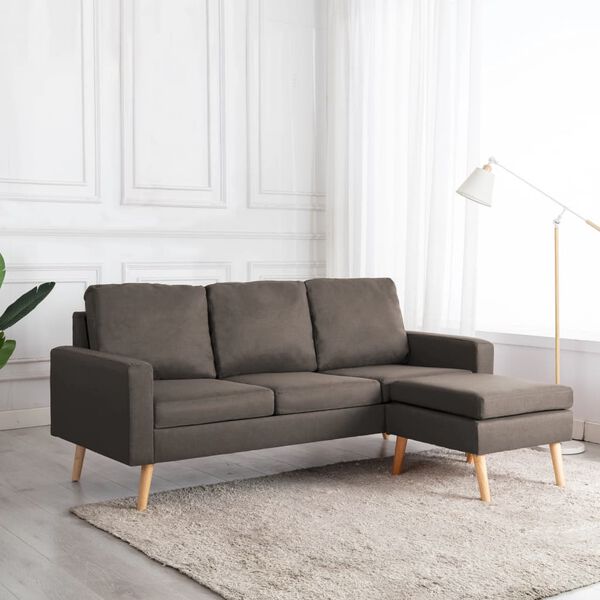 vidaXL Trivietė sofa su pakoja, taupe spalvos, audinys
