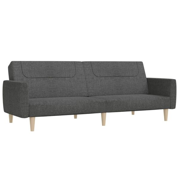 vidaXL Dvivietė sofa-lova, tamsiai pilkos spalvos, audinys