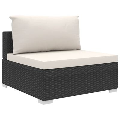 vidaXL Sodo baldų komplektas su pagalvėlėmis, 8 dalių, juodas, ratanas
