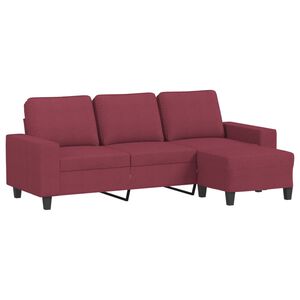 vidaXL Trivietė sofa su pakoja, raudonojo vyno spalvos, 180cm, audinys